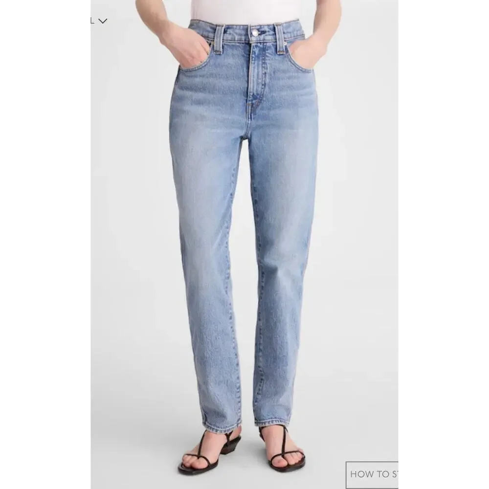 Madewell Perfect Vintage Straight Jeans High Rise Light Wash Size 25 NWOT